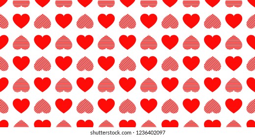 Valentine's Day background. Random hearts icons vector seamless pattern. Abstract repeated texture. Red hearts symbols. Good choice for wrapping paper, prints, Valentines Day design, greeting cards