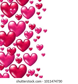 Valentines day  background with  realistic 3d pink  hearts. Weeding decoration.  Vector  illustration for sale banner,  greeting postcard, save the date card templates.