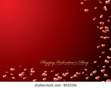 Valentinstag-Hintergrund auf rotem Hintergrund mit 3D-Herzen