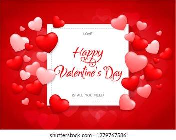 Valentine's day background with red heart pattern. Vector illustration. Posters, brochure, invitation, wallpaper, flyers, banners.