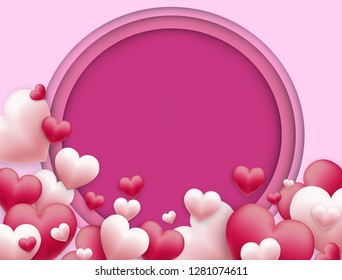 Valentine's Day background with red heart and pink space for text Holiday card illustration