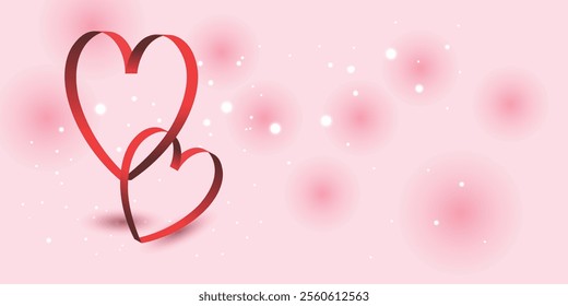 Valentine's day background, red heart with pink background 