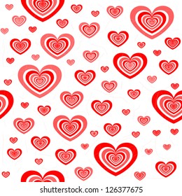 Valentines Day background, red hearts, seamless patterns