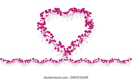 Valentine's Day background with red hearts. Love frame decoration element.