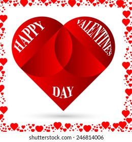 Valentines Day Background . Red Hearts Border Frame . 