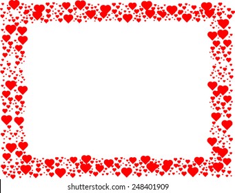 Valentines Day Background . Red Hearts Border Frame with Space for your Text . 