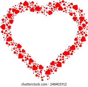 Valentines Day Background . Red Hearts Border Frame with Space for your Text . 