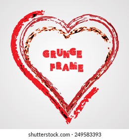 Valentines Day Background. Red Hearts Border Frame. Vector. 
