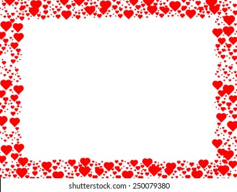 Valentines Day Background . Red Hearts Border Frame with Space for your Text . 