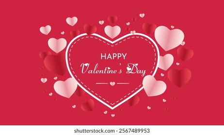 Valentine's day background with red hearts. Vector illustration.