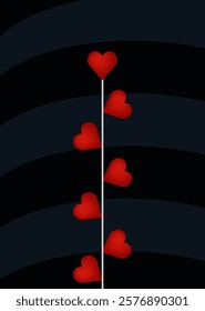 Valentine's Day background  With Red Hearts romantic mobile wallpaper Abstract modern colorful geometric backdrops vector illustration flat design for mobile wallpaper or background black background 