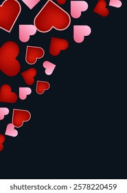 Valentine's Day background  With Red Hearts romantic mobile wallpaper Abstract modern colorful geometric backdrops vector illustration flat design for mobile wallpaper or background black background