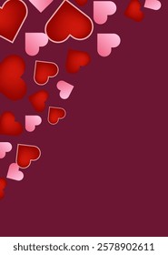Valentine's Day background  With Red Hearts romantic mobile wallpaper Abstract modern colorful geometric backdrops vector illustration flat design for mobile wallpaper or background red background