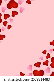 Valentine's Day background  With Red Hearts romantic mobile wallpaper Abstract modern colorful geometric backdrops vector illustration flat design for mobile wallpaper or background