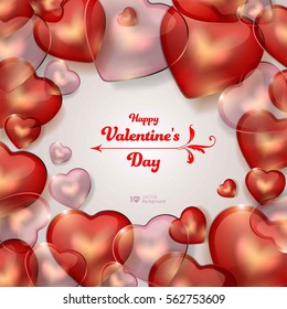 Valentine's Day background. Red hearts. Vector Eps 10.