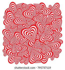 Valentines day background with red hearts 