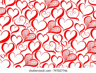 Valentine's day background with red hearts pattern.- Illustration
Flirting, Love, Heart Shape, Scribble, Abstract