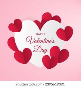 Valentine's day background with red paper hearts