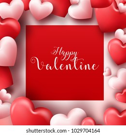 Valentines day background with red and pink hearts