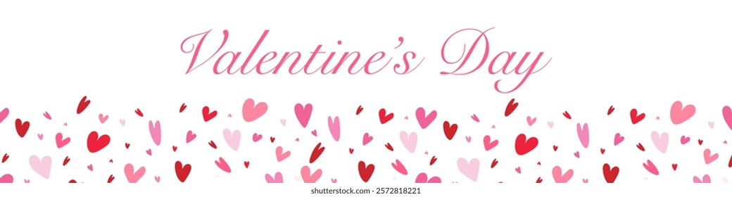 Valentine's day background with red and pink hearts. Vector love symbols in heart shape for your design. Vector Eps 10