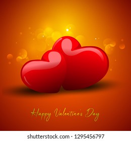 Valentine's Day background with red shiny hearts for celebration of Valentine's Day.