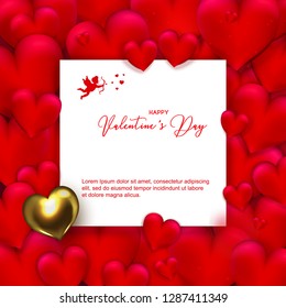 Valentine's Day background. Romantic composition with hearts. Vector illustration for website , posters,ads, coupons, promotional material