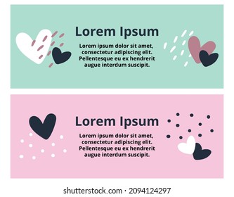 Antecedentes del Día de San Valentín. Composición romántica con corazones. Ilustración vectorial para sitio web , afiches, anuncios, cupones, material promocional.