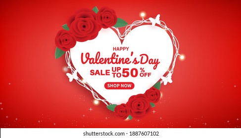 Valentine's day background with  rose frame and space for text.