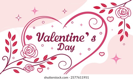 Valentine's day background with roses and hearts. happy valentine day card design, Vector illustration . valentines day card