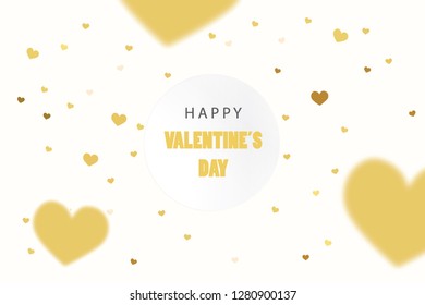 Valentine's Day Background Round Plate. Many Random Golden Hearts on Round Plate.   Vector