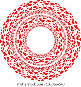 Valentines Day Background . rounded tiny hearts , Circle border frame . Design element