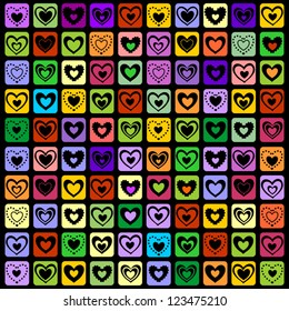 Valentine's Day Background with Rows of Color Hearts, Vector Version