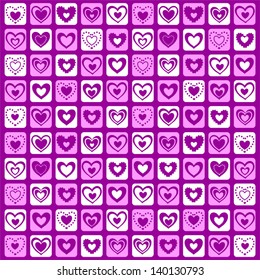 Valentine's Day Background with Rows of Color Hearts, Vector Version