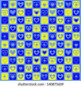 Valentine's Day Background with Rows of Color Hearts, Vector Version