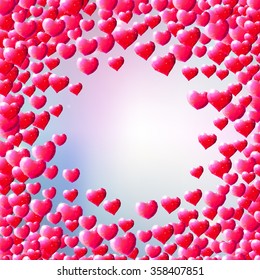 Valentines Day background with scattered low poly gem hearts