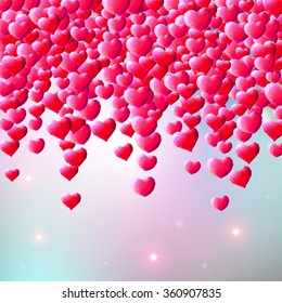 Valentines Day background with scattered low poly gem hearts