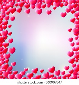Valentines Day background with scattered low poly gem hearts