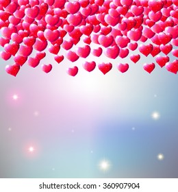 Valentines Day background with scattered low poly gem hearts