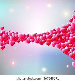 Valentines Day background with scattered low poly gem hearts