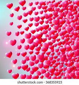 Valentines Day background with scattered low poly gem hearts