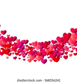 Valentines Day background with scattered low poly triangle hearts