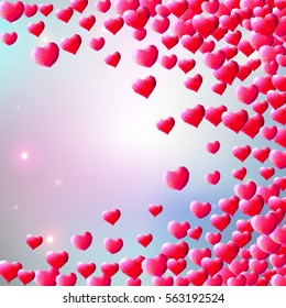 Valentines Day background with scattered low poly gem hearts