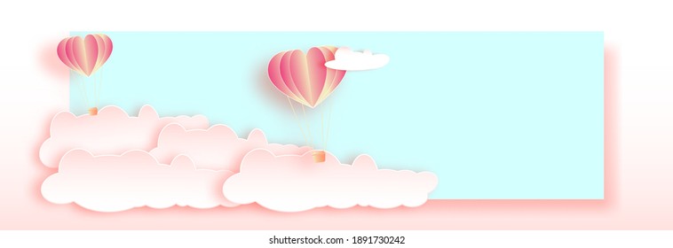 Escena de fondo del día de San Valentín Hay pelotas y nubes.