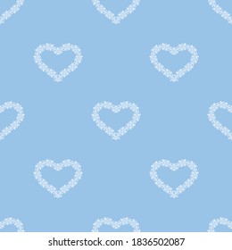 Valentines day background. Seamless pattern with lace hearts. Winter ornament
