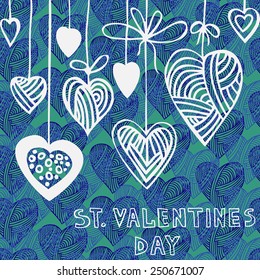 Valentines Day Background. Seamless pattern with hearts. Hand drawn illustration. EPS 8 vector file include