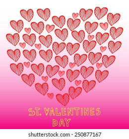 Valentines Day Background. Seamless pattern with hearts. Hand drawn illustration. 