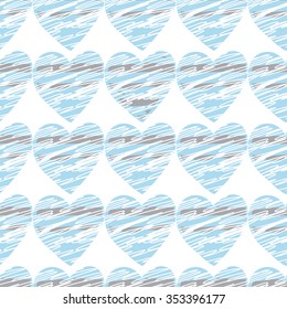 Valentines Day Background. Seamless pattern with hearts. Hand drawn illustration.