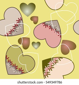 Valentines day background. Seamless pattern made of ornamental hearts of various size. Hearts pattern with lacy ornamentation and hatching.