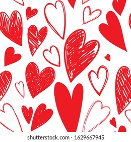 Valentine's day background. Seamless vector banner for holidays with red heart