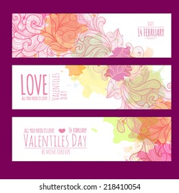 Valentines day background. Set of banners